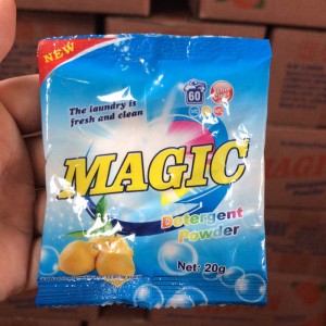 15g, 30g Magic Brand Natural Washing Powder Mula sa Nangungunang Manufacturer ng Mga Produktong Panlinis Labahan Detergent Powder Cleaner White Powder Hand Wash at Machine Wash papuntang Africa Algeria Market