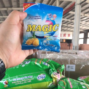 15g, 30g Magic Brand Natural Washing Powder Mula sa Nangungunang Manufacturer ng Mga Produktong Panlinis Labahan Detergent Powder Cleaner White Powder Hand Wash at Machine Wash papuntang Africa Algeria Market