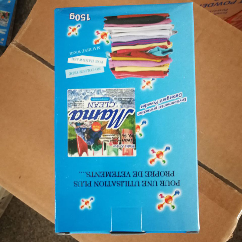 Cajas de 150 g, 500 g Mama Clean Detergente en polvo para lavado de ropa al por mayor Espuma alta Detergente en polvo de baja densidad para fabricante de lavandería OEM ODM PL al mercado del Congo