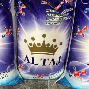 ALTAJ High quality effective bulk/25kg bag washing powder detergent soap powder suitable for hot and cold water to Dubai market.