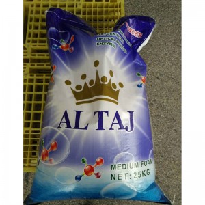 ALTAJ High quality effective bulk/25kg bag washing powder detergent soap powder suitable for hot and cold water to Dubai market.